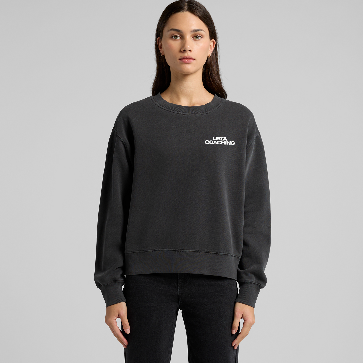 Women's Crew Faded Sweater - USTA Logo Stone Wash